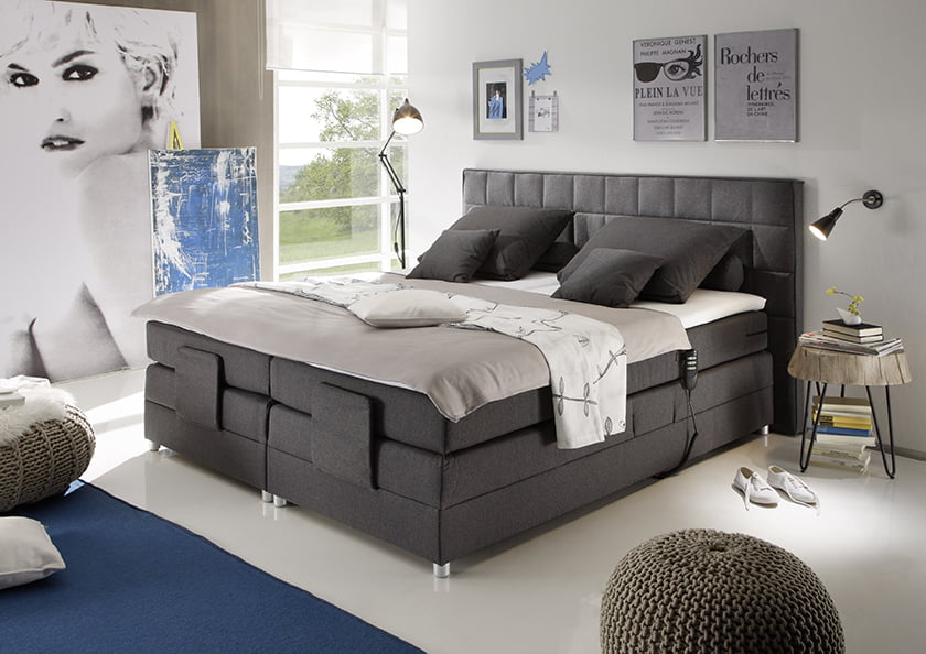 Boxspring sivo - rjava postelja 