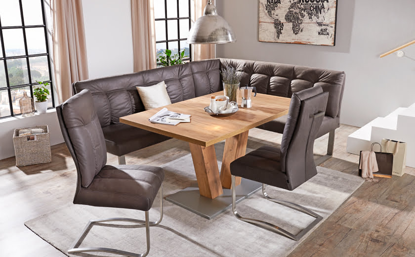 Jedilnica jedilni kot usnje rjave barve