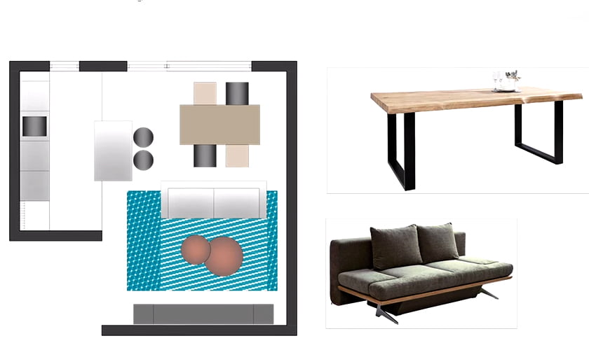 Prenova dnevne sobe koncept načrt 