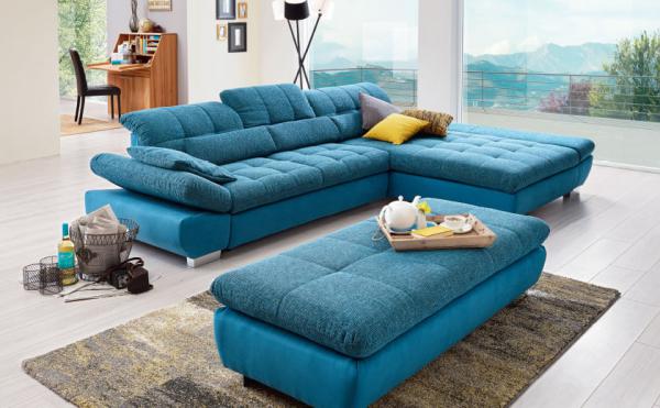 Modra kotna sedežna garnitura