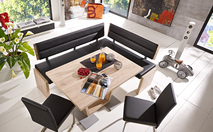 Trendi jedilnica jedilni kot les usnje