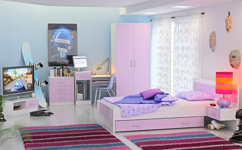 dekliska soba vijolicna