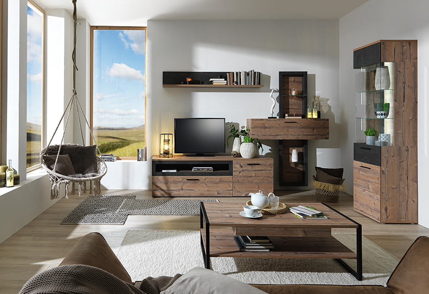 dnevni prostor omare mizica gugalnik dekor