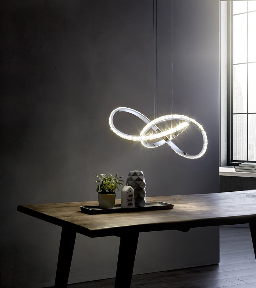 LED svetilka zavite linije kristalen izgled