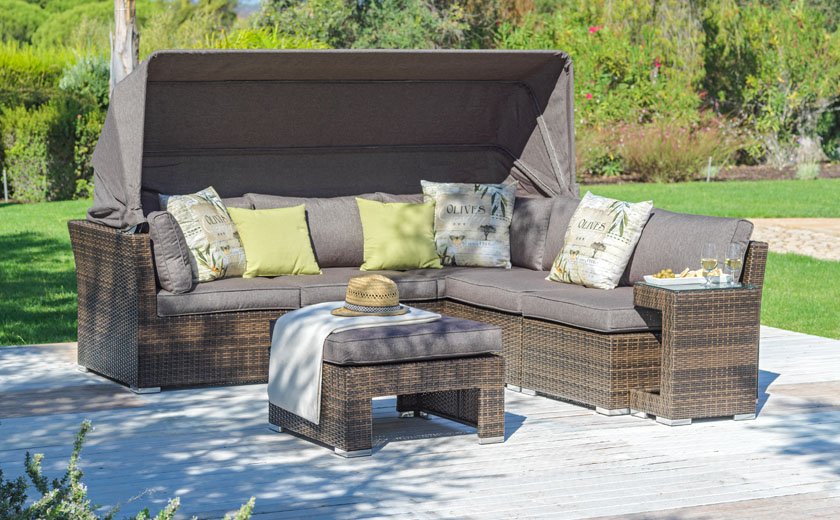 vrtno pohištvo lounge garnitura senčnik 