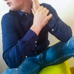 Moška srajca Lev / temno modra "slimfit" - slika 5