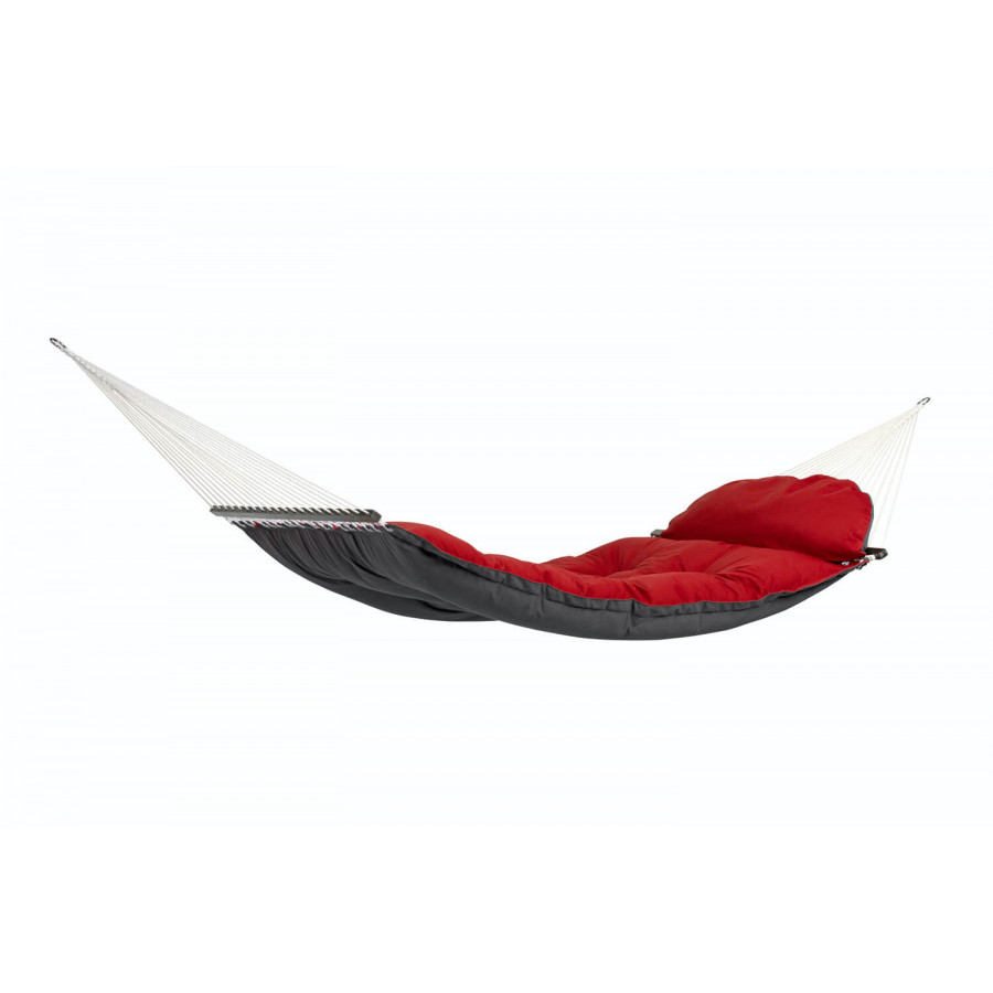 Družinska zunanja viseča mreža s palicami FAT HAMMOCK Red -