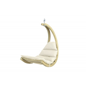 Leseni viseči stol Swing Chair Creme združuje največje udobje nihanja s sodobnim, elegantnim dizajnom. Stilsko ukrivljena sedežna površina je natančno