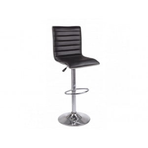Kovinski barski stol JACKSON v črni barvi umetnega usnja. Ima mehanizem za nastavitev željene višine sedišča. Dimenzije:
