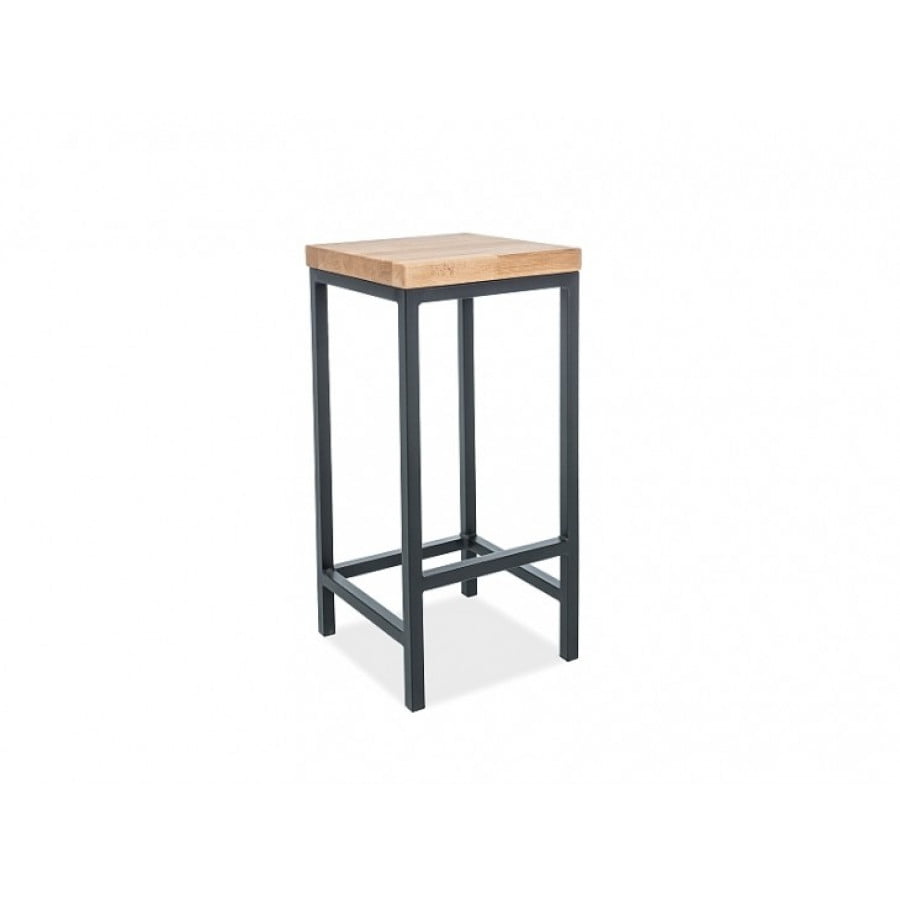 Udoben barski stol METEOR je narejen v kombinaciji kovinskega podnožja in plošče v hrastovem furnirju. Dobavljiv je v barvni kombinaciji hrast / črna.