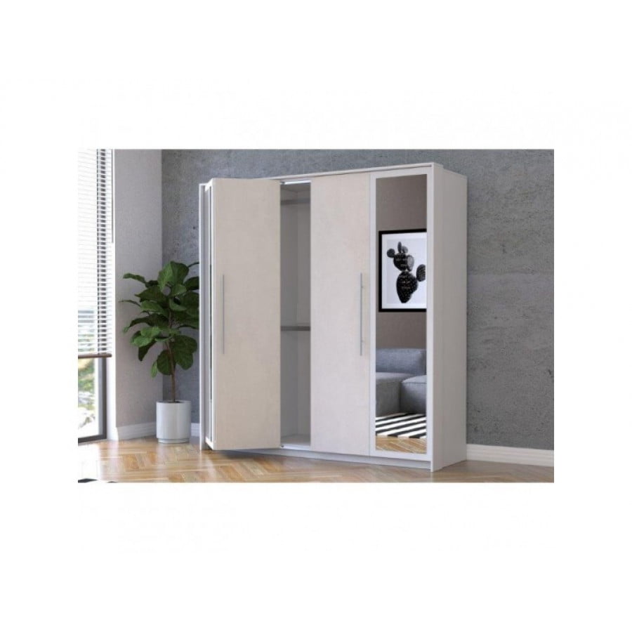 Garderobna omara s drsnimi vrati AMARELA je primerna za vsako spalnico. Narejena je iz trpežne laminirane plošče debeline 16 mm. Robovi so ABS in ročaji so