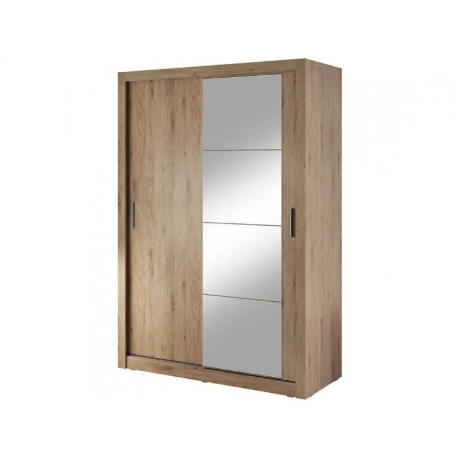 Garderobna omara KREŠO 4 je prostorna omara s dvemi vrati in ogledalom. Kompaktna je v dimenzijah in idealna za manjše prostore. Ima tirnico za obešalnike