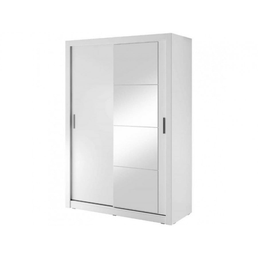 Garderobna omara KREŠO 4 je prostorna omara s dvemi vrati in ogledalom. Kompaktna je v dimenzijah in idealna za manjše prostore. Ima tirnico za obešalnike
