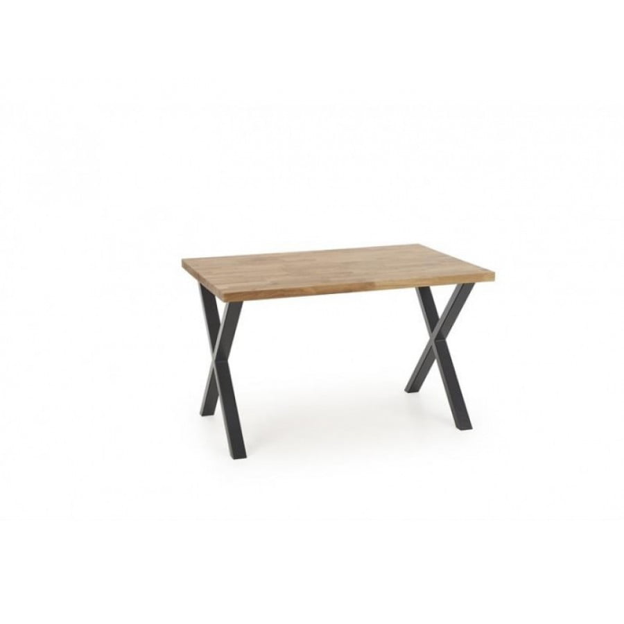Jedilna miza APIX je klasična masivna stabilna miza. Dimenzije: - D: 120 x Š: 78 x V: 76 cm Material: - Masivni les (hrast) / barvana kovina Barve: - Hrast /