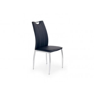 Jedilni stol ROJ2 je narejen iz kovine in je oblazinjen z umetnim usnjem. Dobavljiv je v črni barvi. Dimenzije: - D: 44 x G: 41 x V: 97 cm Material: -