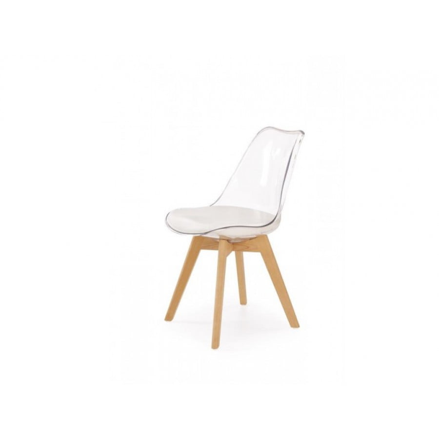 Jedilni stol EDAM2 je privlačen in kvaliteten. Dimenzije: - D: 48 x G: 53 x V: 83 x V(do sedišča): 50 cm Material: - Naravni les / polikarbonat / umetno