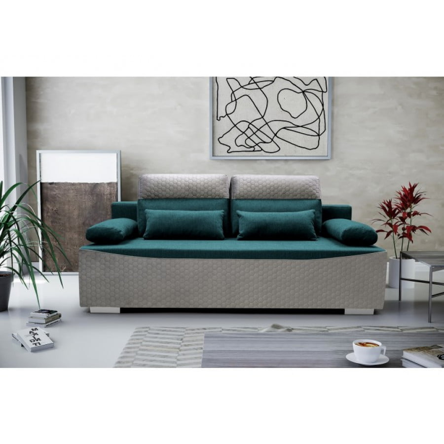 ALEŠA je sodoben in vpadljiv kavč iz kakovostnih tkanin. Pri raztegnitvi v spalni položaj vam pomaga posebni mehanizem. Ima prostor za shranjevanje