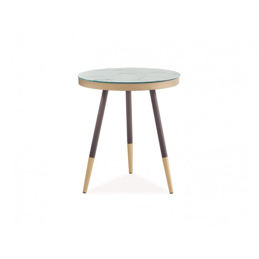 Kovinska klubska mizica MEGA 2 bo zagotovo popestrila vaš dnevni prostor. Barve: - Bela, marmorni efekt/črna Material: - Steklo+furnir - Kovina Dimenzije: -