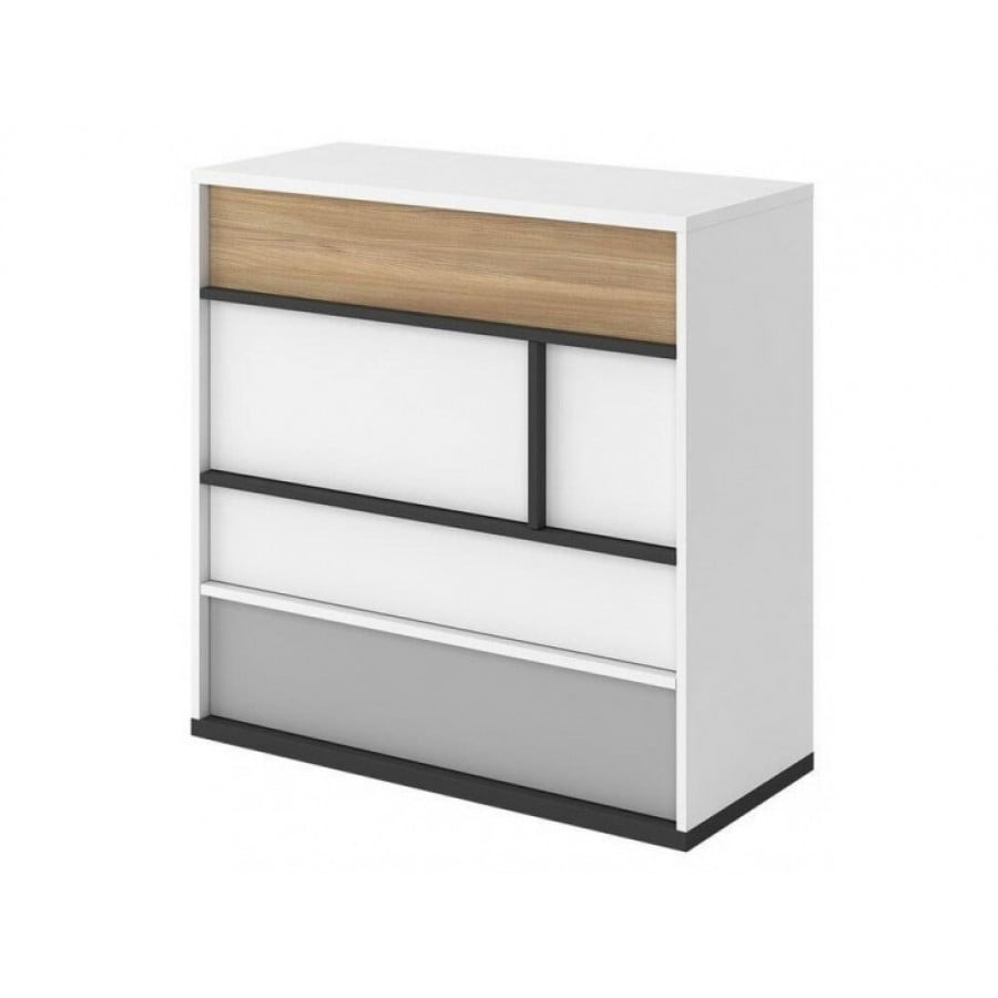 Komoda MELI je primerna za vsako dnevno sobo in spalnico. Je prostorna in moderna. Dimenzije: - Š:90x V:90x G:40 cm Material: - Laminirana plošča - ABS