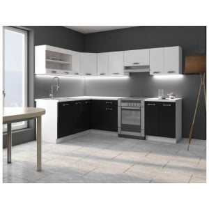 Kuhinja DELTA 170x250cm je kuhinja, ki bo prinesla svežino v vaš dom. Dobavljiva v kombinaciji črne in bele mat barve. Možnost dobave tudi drugih dimenzij.