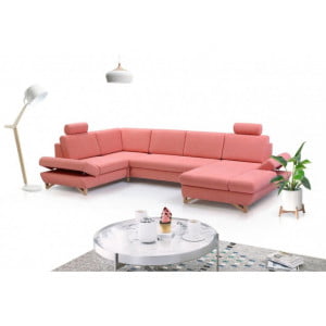 Zagotovite si udobje z moderno sedežno garnituro STANE 4. Oblazinjena je z blagom v roza barvi. Sedežna garnitura je vzmetena z lesenimi nogicami. Ima