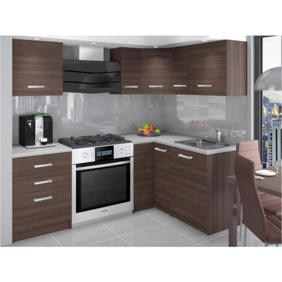 Kotni kuhinjski blok APUS je moderen, prostoren in kvaliteten. Dobavljiv je v treh različnih barvah kuhinjskih elementov. Debelina kuhinjskega pulta je 3cm.V