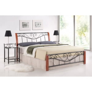 Masivna postelja LAN. Elegantnega videza za moderno spalnico. V kombinaciji kovine in lesa. Dobavljiva v dveh različnih dimenzijah. V ceno vključen posteljni