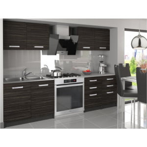 Moderno oblikovan in kvaliteten kuhinjski blok AKRA. Dobavljiv je v treh barvah kuhinjskih elementov. Debelina kuhinjskega pulta je 3cm. Možnost je naročiti