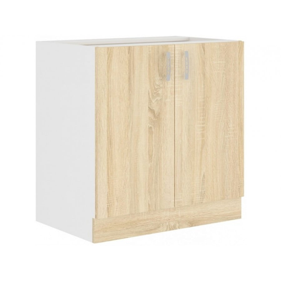 Kuhinjski blok ARA 260 cm je dobavljiva v sonoma/beli barvi. Debelina delovnega pulta je 28 mm. Kuhinja je izdelana iz oplemenitenih ivernih plošč debeline