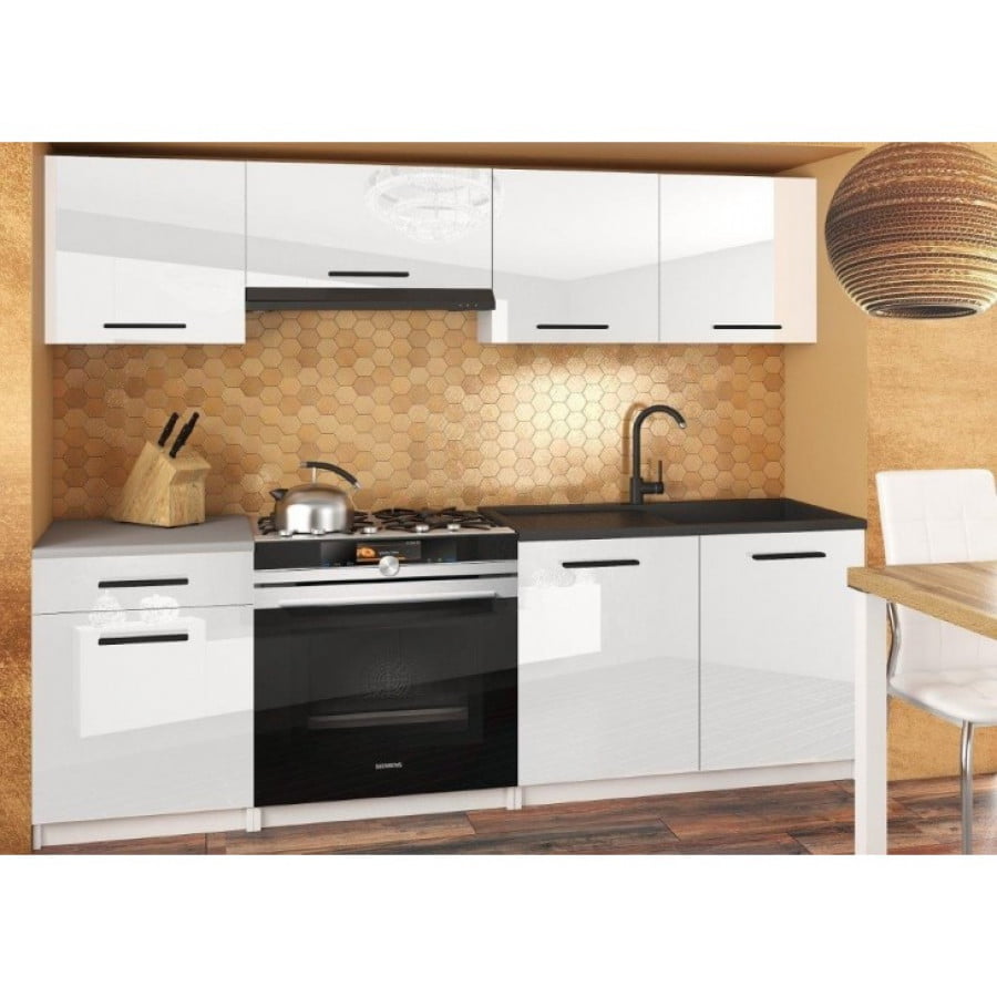 Eleganten kuhinjski blok BUBI, ki bo zagotovo osvežil vašo kuhinjo. Dobavljiv je v treh različnih barvah kuhinjskih elementov. Delovni pult ni v enem kosu.