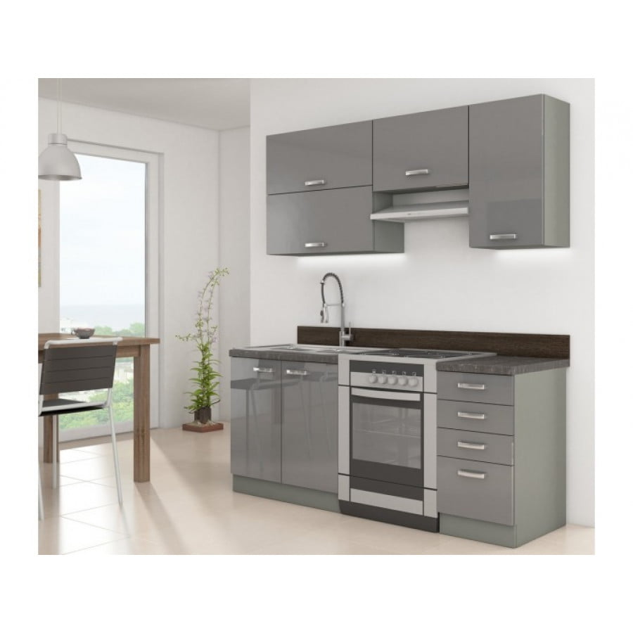 Kuhinjski blok ELITE 180 cm je dobavljiv v več barvah. Debelina delovnega pulta je 28 mm. Kuhinja je izdelana iz oplemenitenih ivernih plošč debeline 16 mm