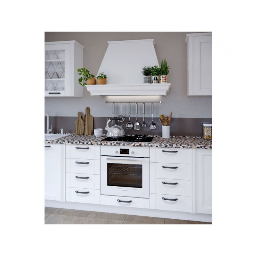 Kuhinja EMA 2 je moderna, rustikalna in kvalitetno narejena kuhinja. Dobavljiva je v beli barvi. Kuhinja ima mehko zapiranje predalov in vrat. Fronte kuhinje