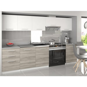 Popestrite izgled svoje kuhinje s kvalitetnim kuhinjskim blokom LINDA 240. Dobavljiv je v štirih barvah kuhinjskih elementov.