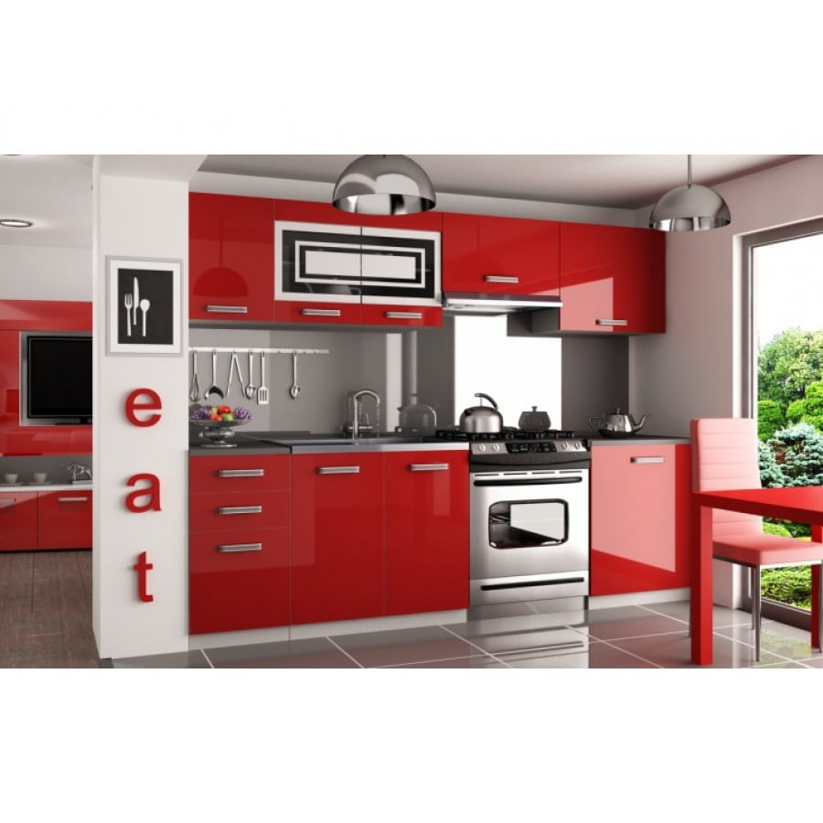 Eleganten kuhinjski blok RIKA 240, ki bo zagotovo popestril vašo kuhinjo. Dobavljiv je v štirih različnih barvah kuhinjskih elementov. Delovni pult ni v