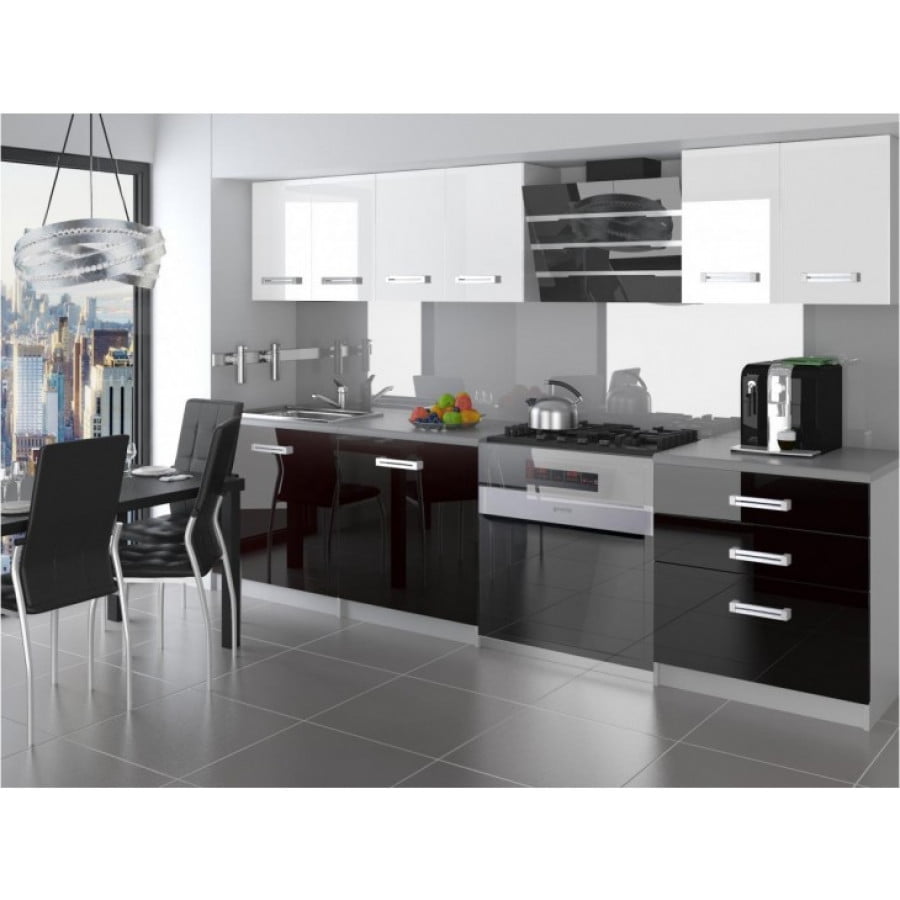 Popestrite svojo kuhinjo z modernim kuhinjskim blokom VEGA 180 v visokem sijaju. Dobavljiv je v štirih različnih barvah kuhinjskih elementov. Delovni pult ni