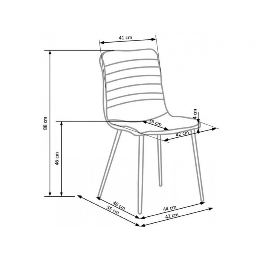 Kuhinjski stol NEVADA je preprost, eleganten in sodoben. Narejen je iz kvalitetnih materialov. Dimenzije: - D: 42 x G: 39 x V: 88 x V(do sedišča):46 cm