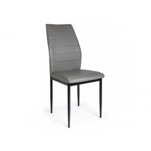 Kuhinjski stol RAISA je elegantno oblikovan in zelo kvaliteten. Podnožje stola je kovinsko, prevlečen pa je s PVC prevleko v sivi barvi. Dimenzije: