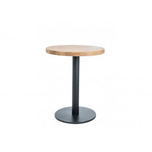Okrogla jedilna mizica RUO 2 vas bo prepričala s svojo kvaliteto in stabilnostjo. Mizna ploša je narejena iz masivnega hrastovega lesa, podnožje pa je