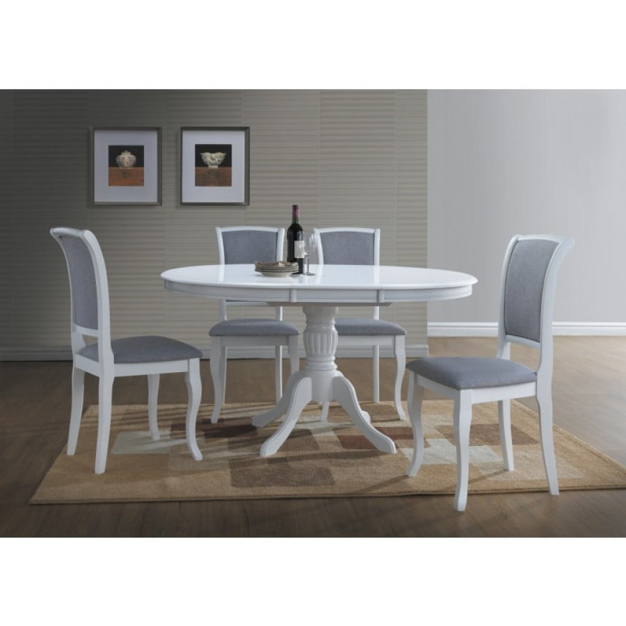 Rustikalen kuhinjski stol MILAN B je primeren za jedilnice. Stol ima oblazinjenje sive barve, podnožje pa je belo in iz lesa. Barva: - Siva / bela Material: -