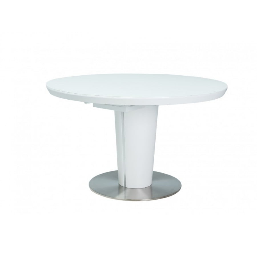 Kuhinjska miza ORBIT je kvalitetna ter stabilna. Mizna plošča je iz MDF-a ter kaljenega stekla. Podnožje je narejeno v kombinaciji MDF-a in brušenega