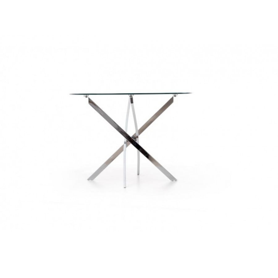 Okrogla miza RAMONDO je atraktivna in sodobna miza iz stekla. Podnožje je iz kvalitetne kovine v krom barvi. Dimenzije: - Fi100 x V: 73 cm Material: - Steklo
