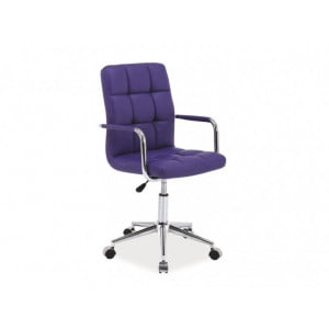 Udoben in kvaliteten pisarniški stol, dobavljiv v vijola barvi. Podnožje je kromirano.