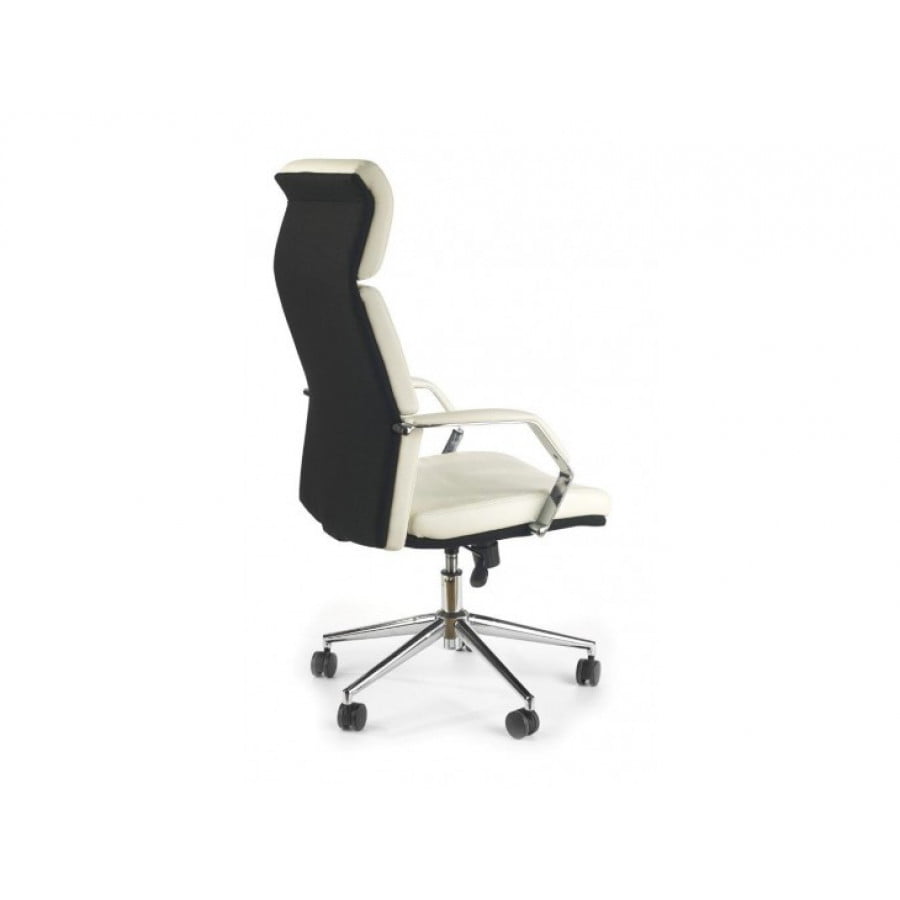 Udoben in kvaliteten pisarniški stol COSTY je dobavljiv v belo-črni barvi. Podnožje je kromirano. Material: - umetno usnje - Krom Barva: - bela/črna