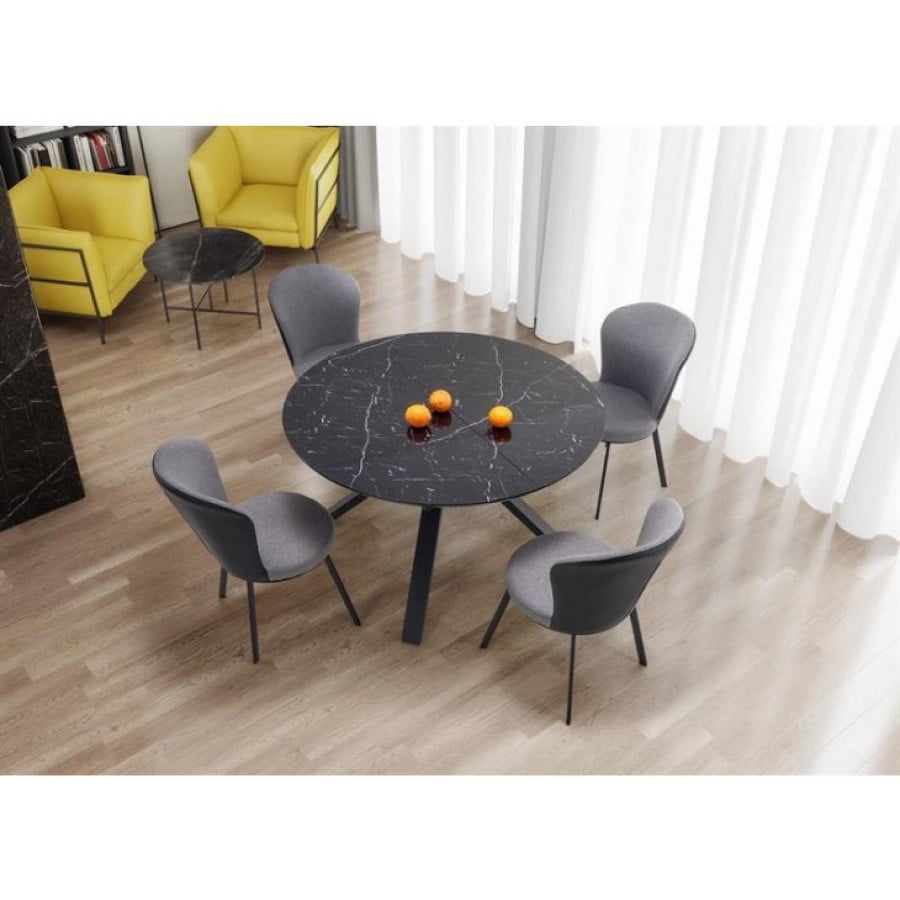 Raztegljiva miza BAGIRA je robustna, sodobna in kakovostno narejena miza. Vaš jedilni prostor navdaja z eleganco in prefinjenostjo s črnim marmorjem in črno
