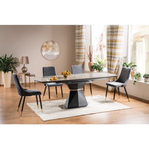 Moderna miza HENRI je sodobna, kvalitetna in stabilna. Vaš jedilni prostor navdaja z občutkom luksuzne in elegantne dovršenosti. Mizo podaljšamo z