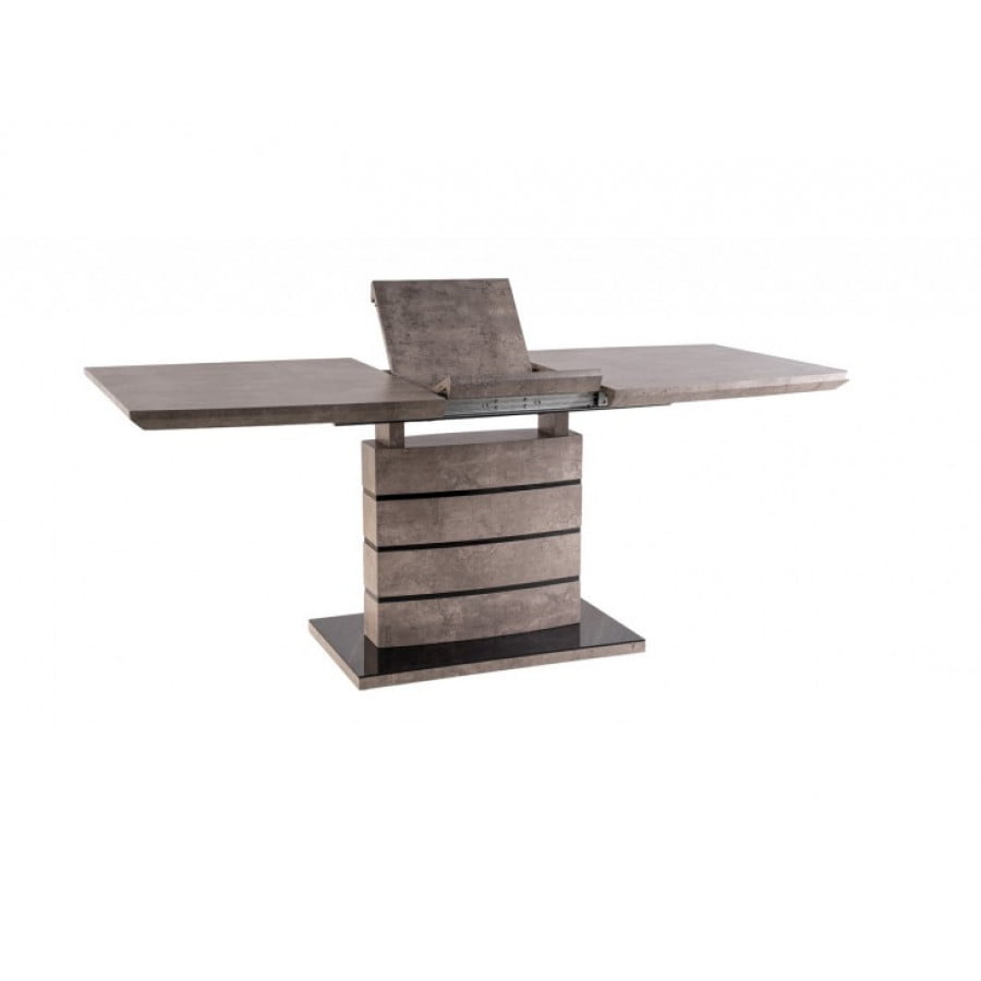 Raztegljiva pravokotna miza LEON beton navdaja vaš jedilni prostor z rustikalnim šarmom. Obenem odraža izbran okus in se odlično ujema z nevtralnimi