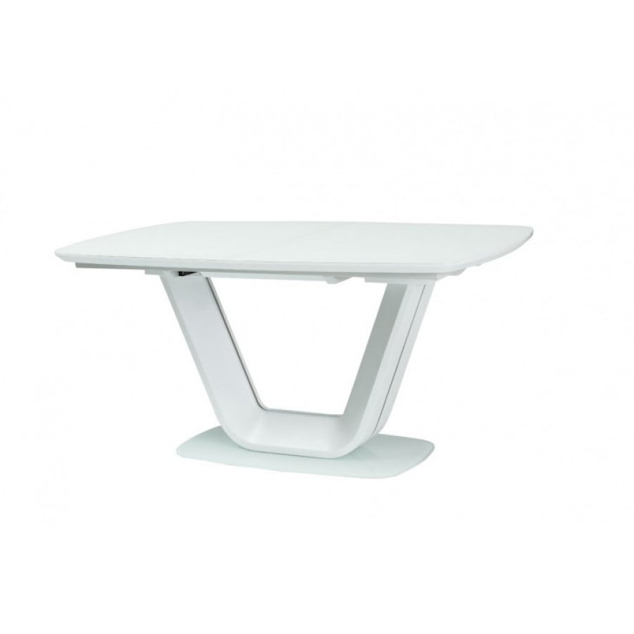 Moderna miza MANI je dobavljiva v beli mat in krem mat barvi. Narejena je iz stekla ter MDF-ja. Miza je kvalitetna ter stabilna in primerna za vsako kuhinjo.