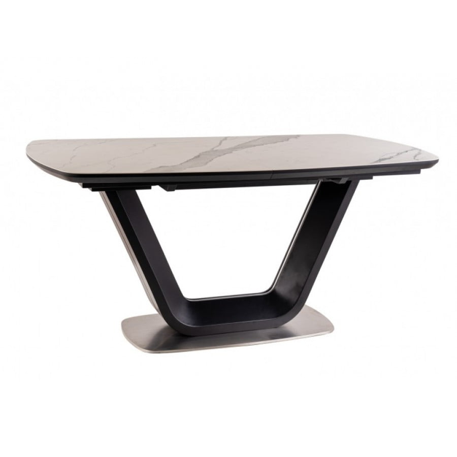 Moderna miza MANI 3 je dobavljiva v beli/črni mat barvi. Narejena je iz kaljenega stekla, kovine ter MDF-ja . Miza je kvalitetna ter stabilna in primerna za