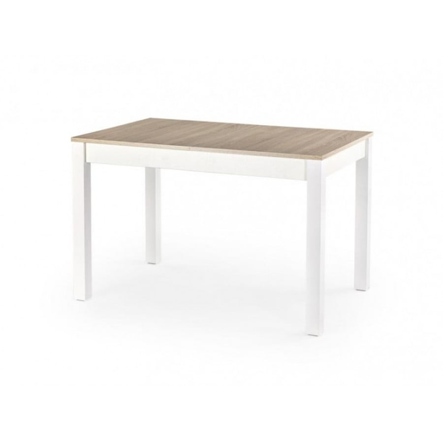 Raztegljiva jedilna miza MAURO sonoma / bela je narejena iz kakovostnih materialov. Je sodobna, elegantna in stabilna. Dimenzije: - D: 118/158 x G: 75 x V: 76