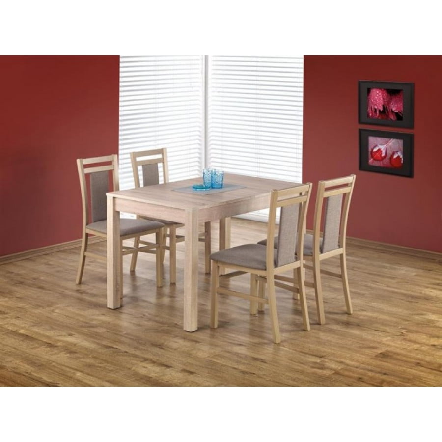 Raztegljiva jedilna miza MAURO sonoma je narejena iz kakovostnih materialov. Je sodobna, elegantna in stabilna. Dimenzije: - D: 118/158 x G: 75 x V: 76 cm